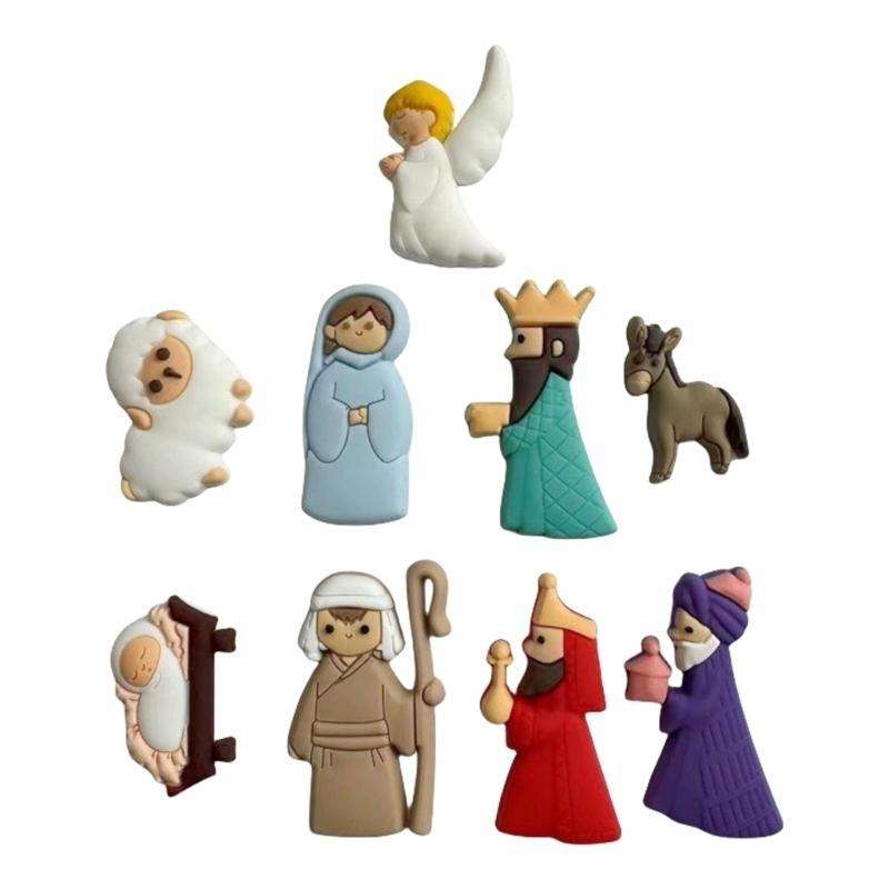 Christmas Craft Embellishment - G6KF 9pcs/مجموعة مشهد المهد بقع PVC