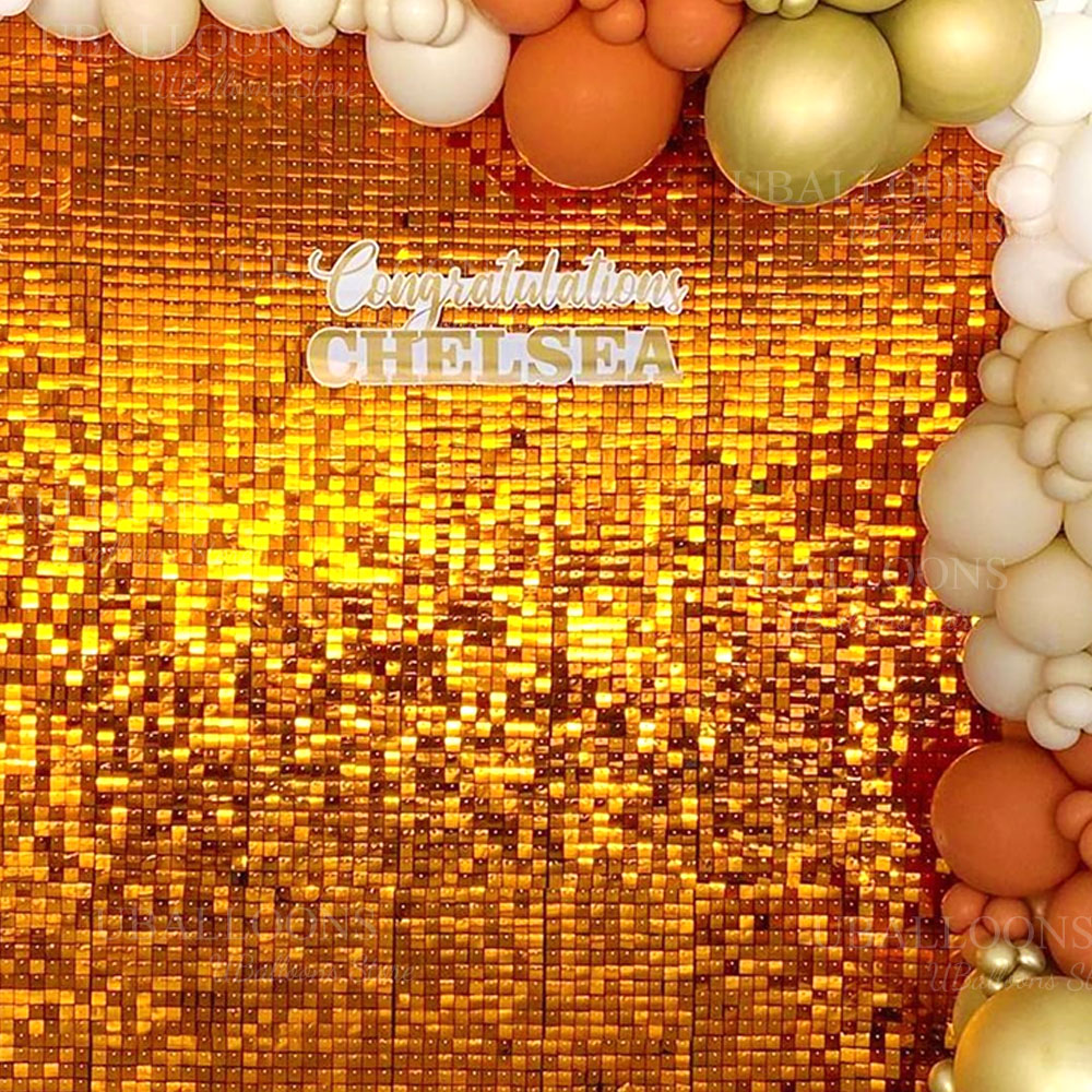 Sequin Fabric Panel - مشرق البرتقال لامع جدار خلفية لوحات