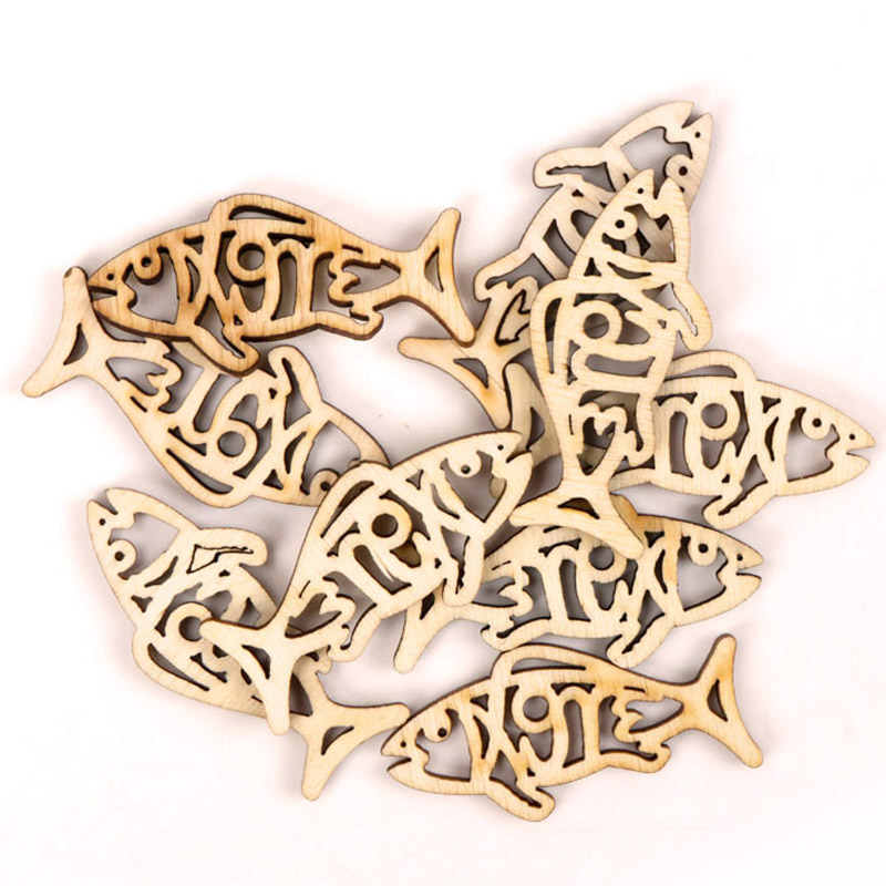 Craft Embellishments - لوحة فنية على شكل سمكة خشبية