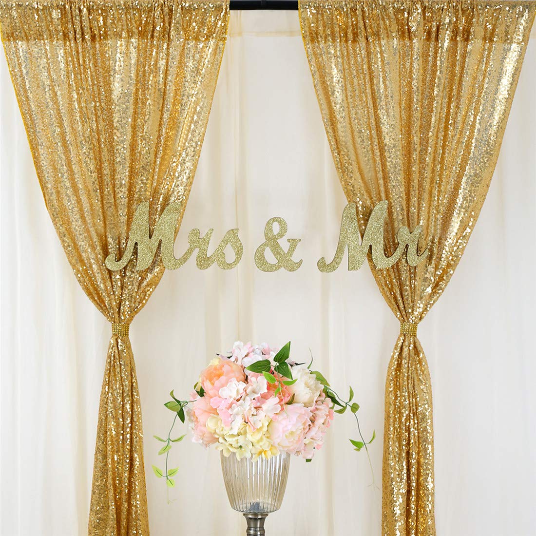 Sequin Fabric Panel - 2 قطعة الذهب الترتر حفلة خلفية