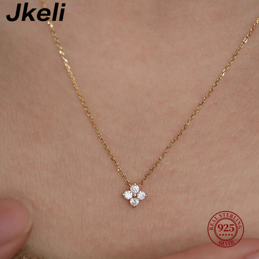 Pearl Trim Chain - Jkeli 925 الفضة الاسترليني مطلي 14K