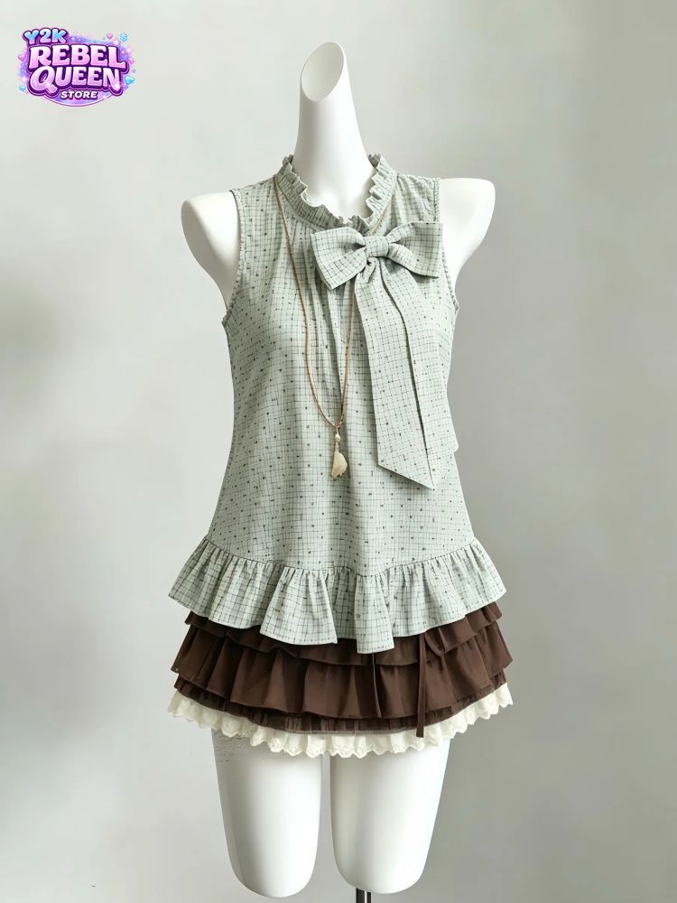 Elastic Lace Trim - طقم ياباني عتيق من قطعتين للنساء: