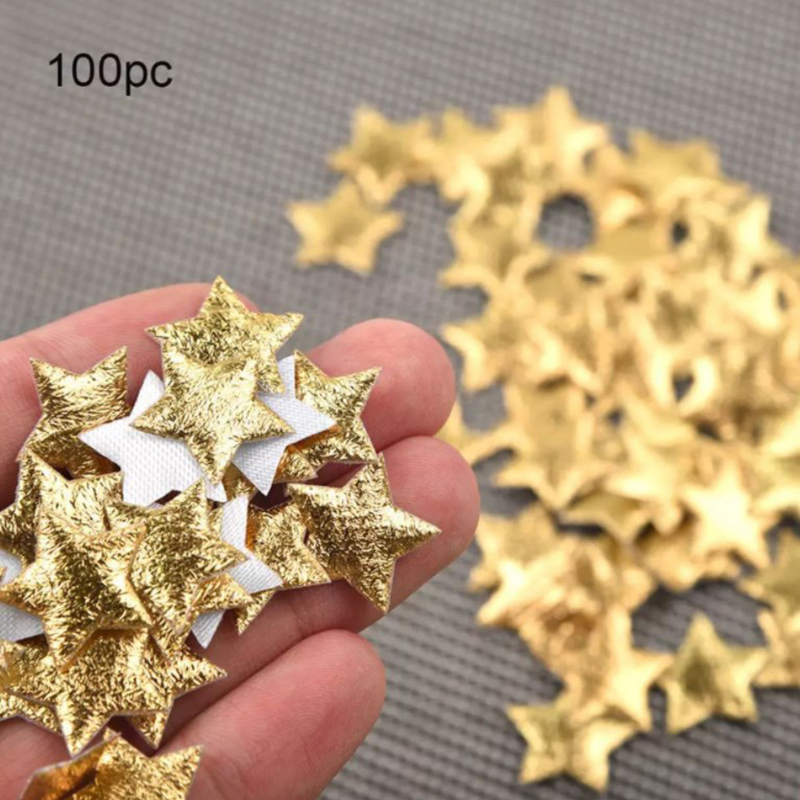 Christmas Craft Embellishment - 100 قطعة نجوم الذهب/الفضة لعيد الميلاد