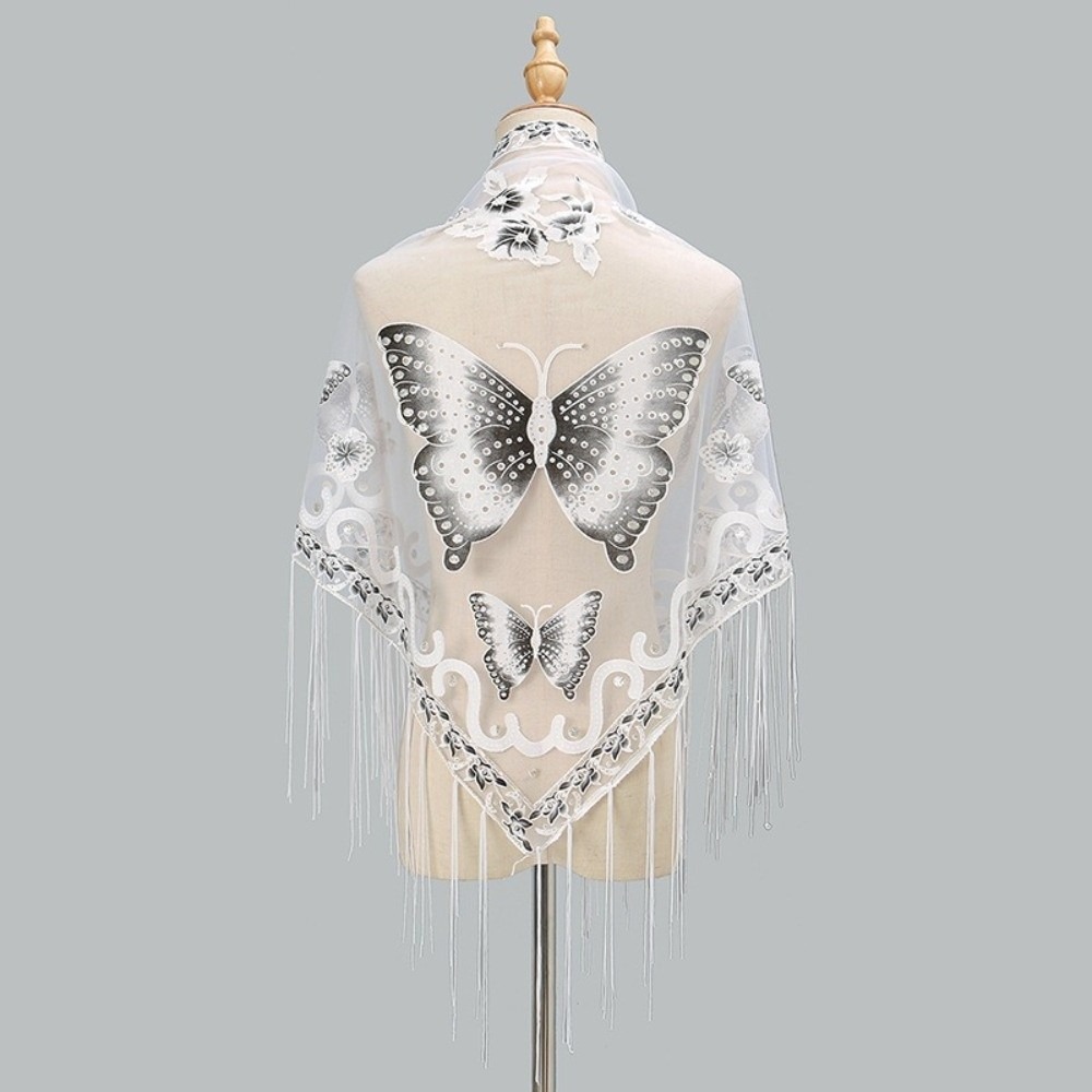 شال مثلث فاخر من الدانتيل المز - مراجعة Tassel Fringe Trim وسعره
