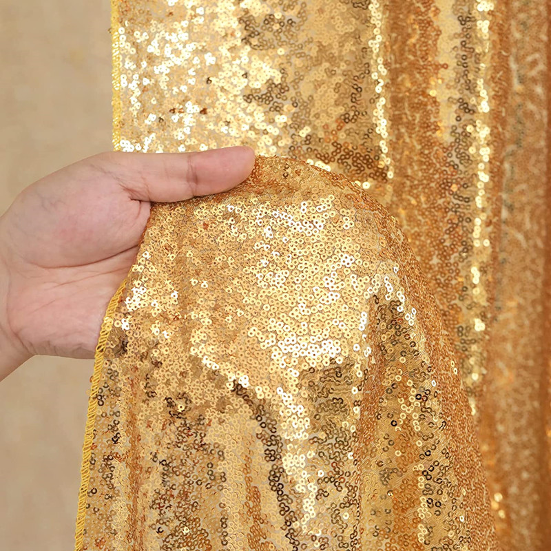 ستائر خلفية من الترتر الذهبي/ا - مراجعة Sequin Fabric Panel وسعره