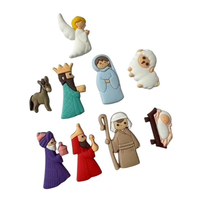 G6KF 9pcs/مجموعة مشهد المهد بق - مراجعة Christmas Craft Embellishment وسعره
