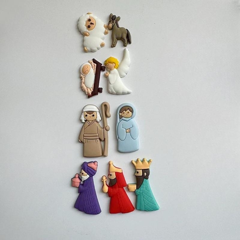 G6KF 9pcs/مجموعة مشهد المهد بق - مراجعة Christmas Craft Embellishment وسعره