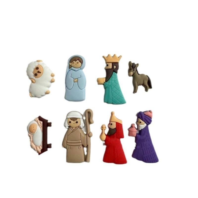 G6KF 9pcs/مجموعة مشهد المهد بق - مراجعة Christmas Craft Embellishment وسعره