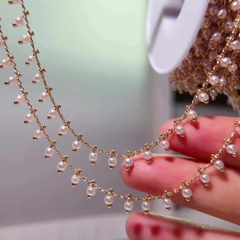 0.5 متر 1 متر تقليد اللؤلؤ الك - مراجعة Pearl Trim Chain وسعره