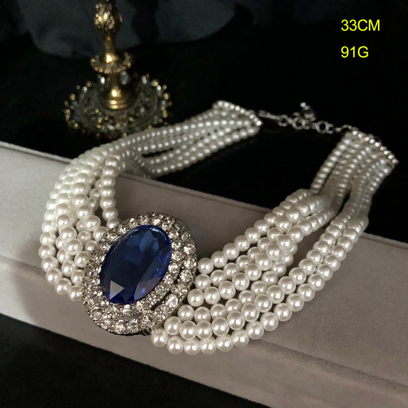 قلادة ياقوت أزرق أنيقة مرصعة ب - مراجعة Pearl Trim Chain وسعره