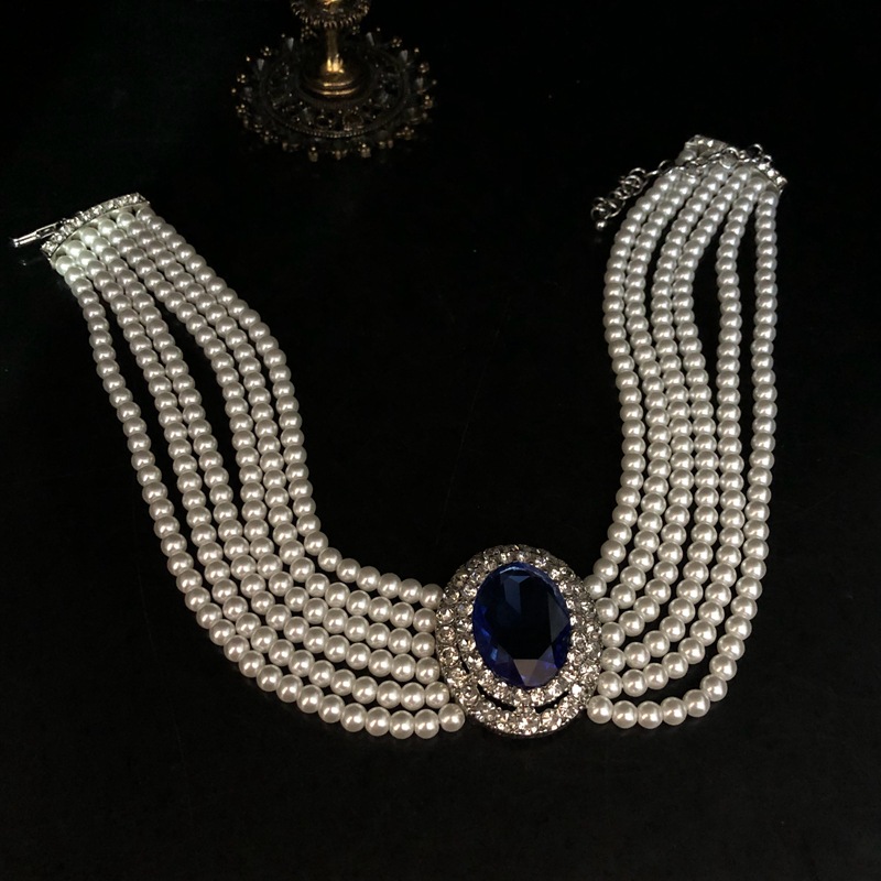 قلادة ياقوت أزرق أنيقة مرصعة ب - مراجعة Pearl Trim Chain وسعره
