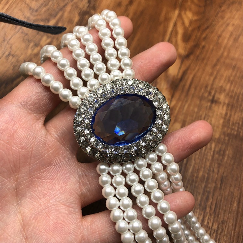 قلادة ياقوت أزرق أنيقة مرصعة ب - مراجعة Pearl Trim Chain وسعره