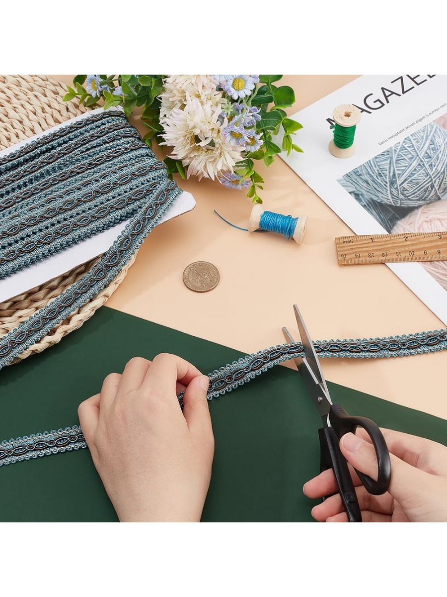 32 ياردة الأزرق جديلة تيرم للخ - مراجعة Fringe Ribbon Sewing وسعره