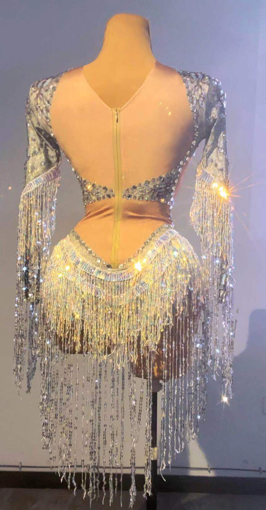 بدلة نسائية فضية متألقة مُزينة - مراجعة Rhinestone Banding Trim وسعره