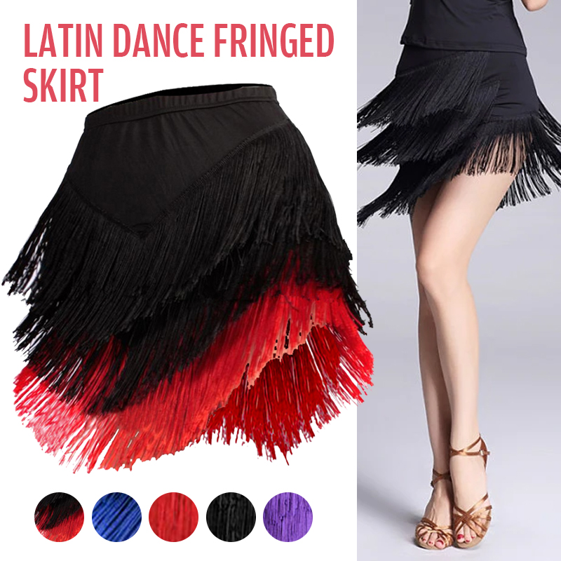 موضة جديدة اللاتينية تنورة رقص - مراجعة Tassel Fringe Trim وسعره