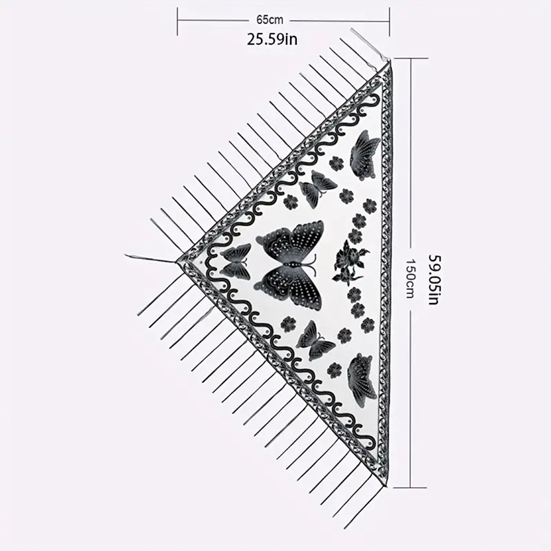 موضة مثلث وشاح فراشة التطريز ا - مراجعة Tassel Fringe Trim وسعره
