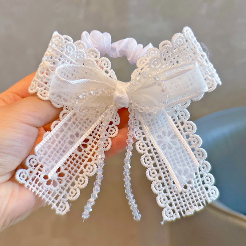 ربطات شعر مرنة بيضاء مع فيونكة - مراجعة Tassel Fringe Trim وسعره