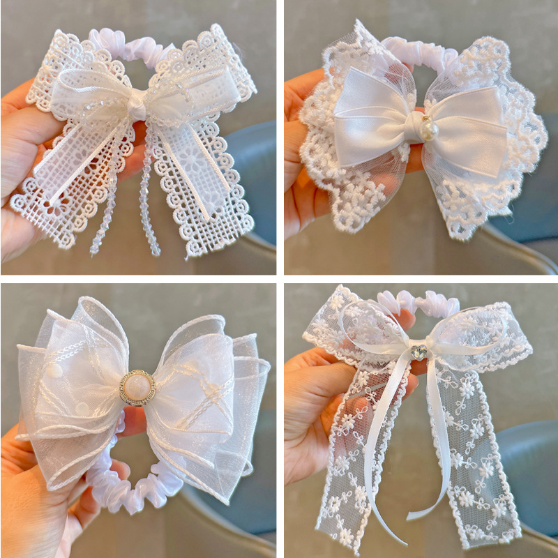 ربطات شعر مرنة بيضاء مع فيونكة - مراجعة Tassel Fringe Trim وسعره