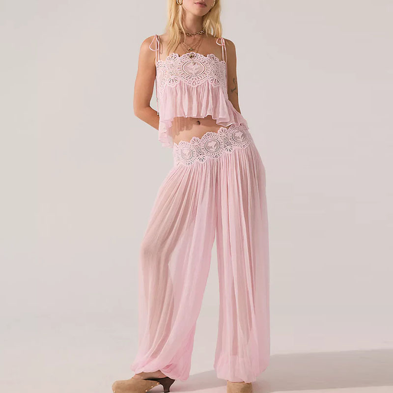 طقم بوهو من قطعتين بتطريز دانت - مراجعة Elastic Lace Trim وسعره